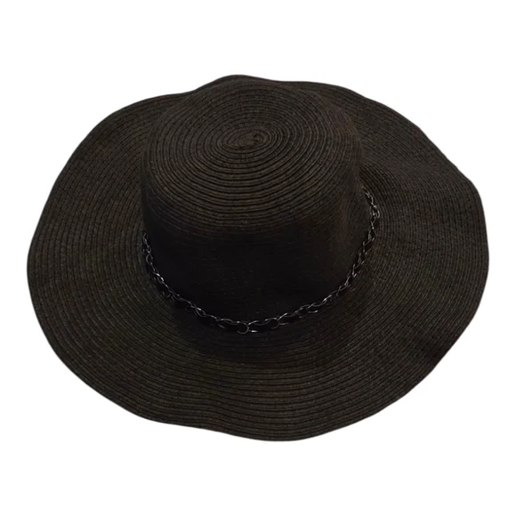 Chic Black Wide Brim Hat with Chain Accent - Picture 3 of 7